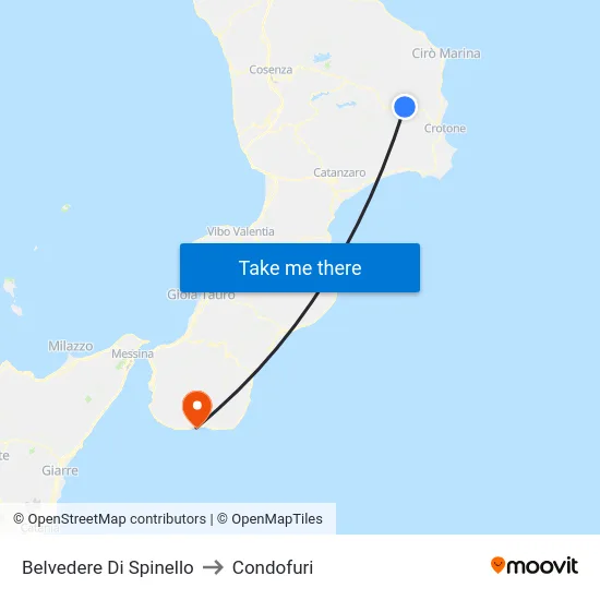 Belvedere Di Spinello to Condofuri map