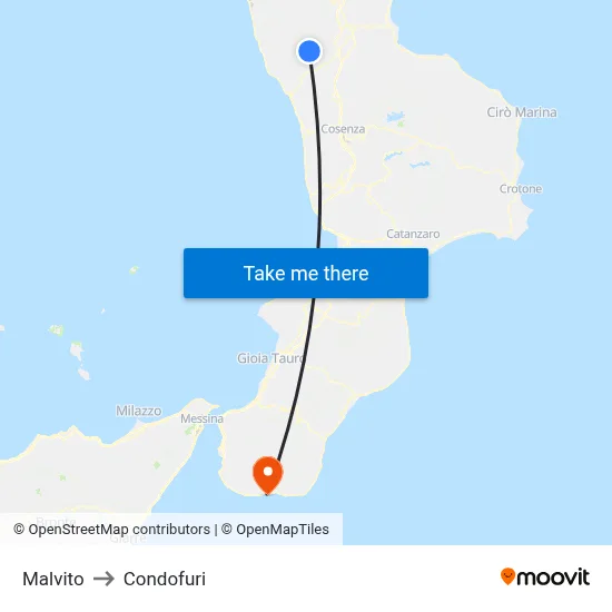 Malvito to Condofuri map