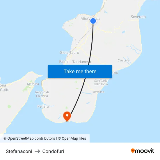 Stefanaconi to Condofuri map