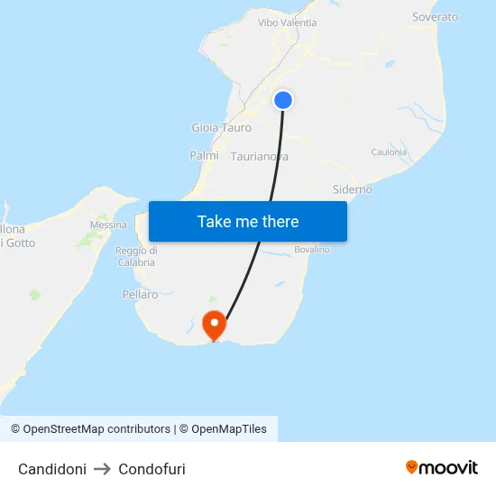 Candidoni to Condofuri map