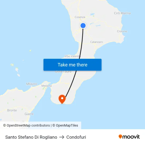 Santo Stefano Di Rogliano to Condofuri map