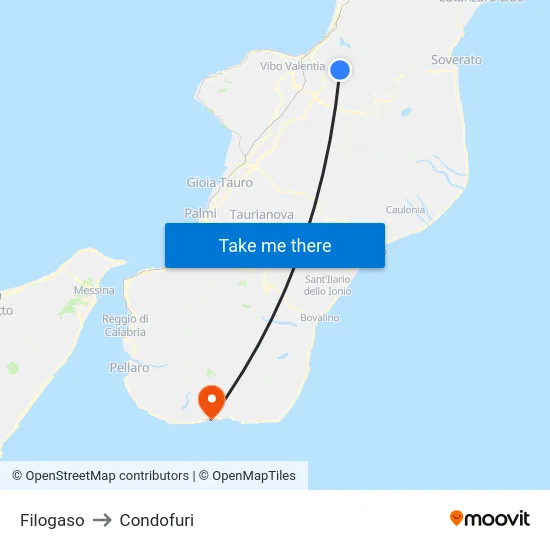 Filogaso to Condofuri map