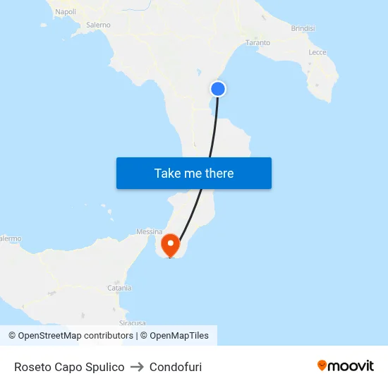 Roseto Capo Spulico to Condofuri map