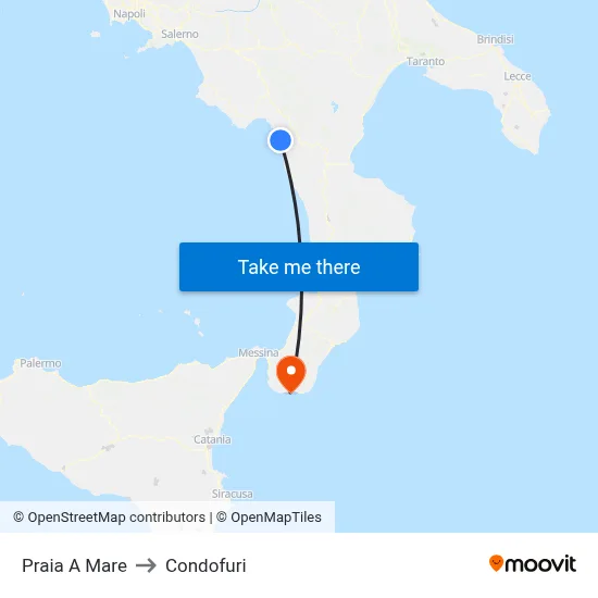 Praia A Mare to Condofuri map