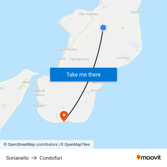 Sorianello to Condofuri map