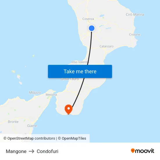 Mangone to Condofuri map