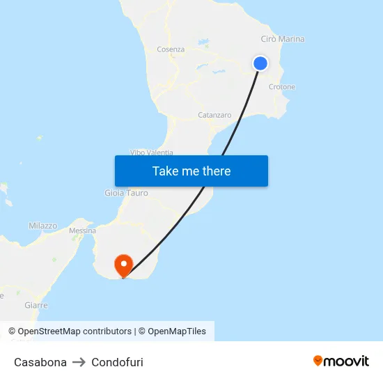 Casabona to Condofuri map