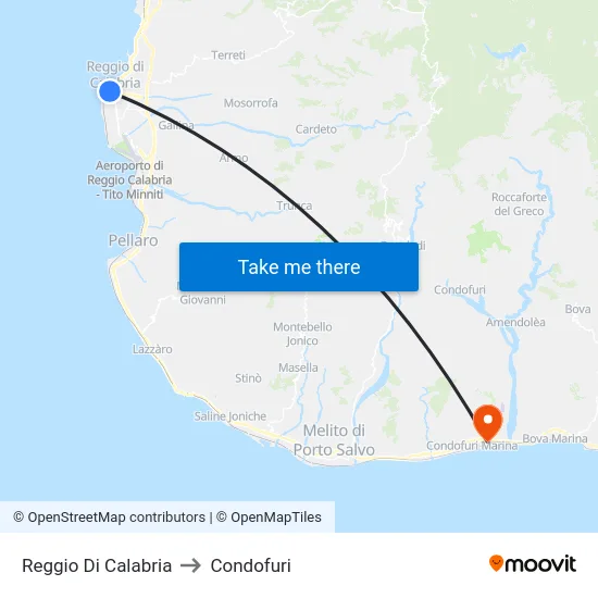 Reggio Di Calabria to Condofuri map