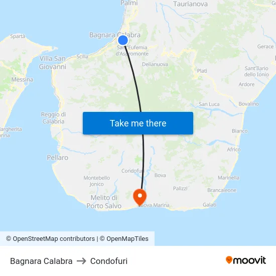 Bagnara Calabra to Condofuri map
