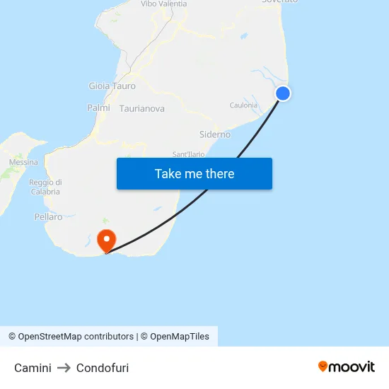 Camini to Condofuri map