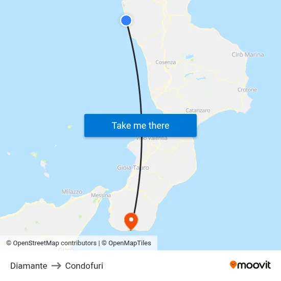 Diamante to Condofuri map