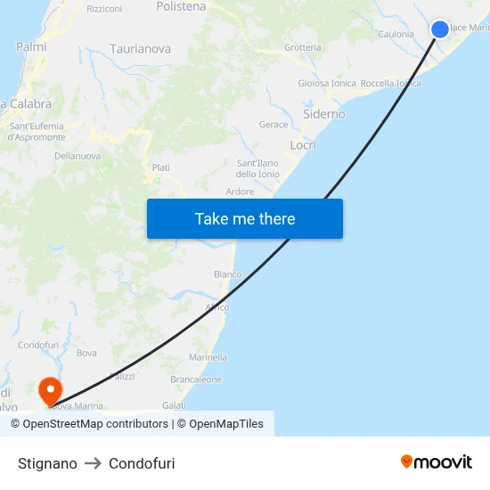 Stignano to Condofuri map