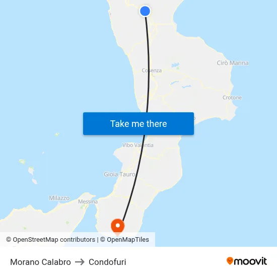 Morano Calabro to Condofuri map