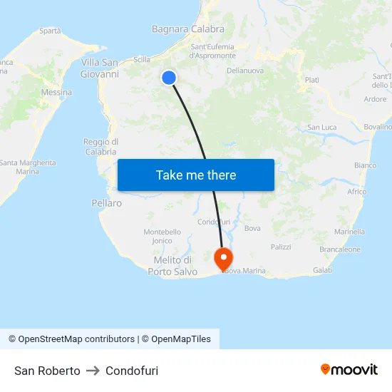 San Roberto to Condofuri map