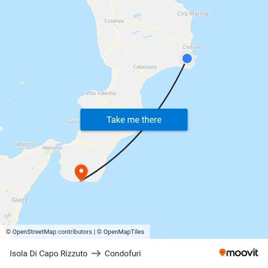 Isola Di Capo Rizzuto to Condofuri map