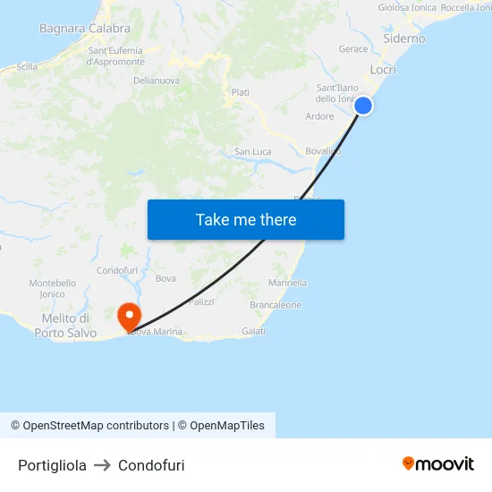 Portigliola to Condofuri map