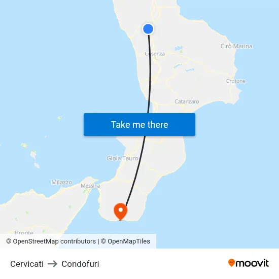 Cervicati to Condofuri map