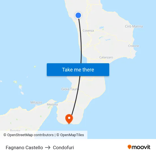 Fagnano Castello to Condofuri map