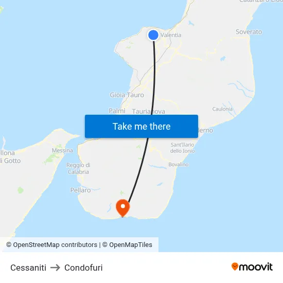 Cessaniti to Condofuri map