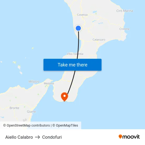 Aiello Calabro to Condofuri map