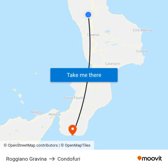 Roggiano Gravina to Condofuri map
