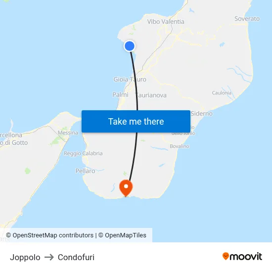 Joppolo to Condofuri map