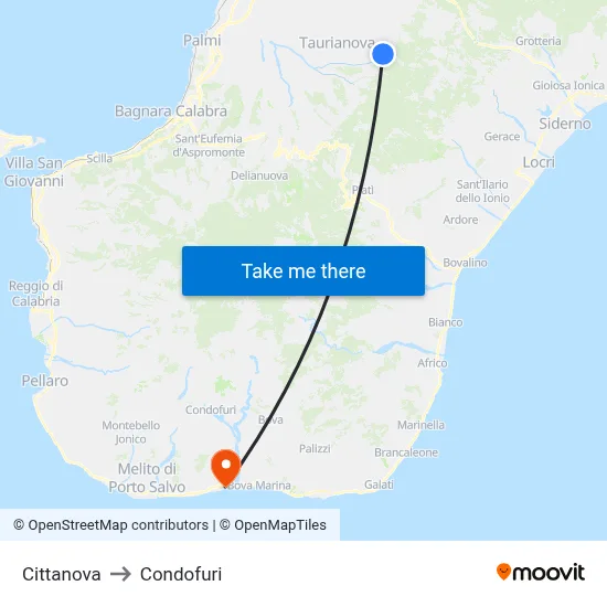 Cittanova to Condofuri map