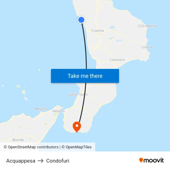 Acquappesa to Condofuri map