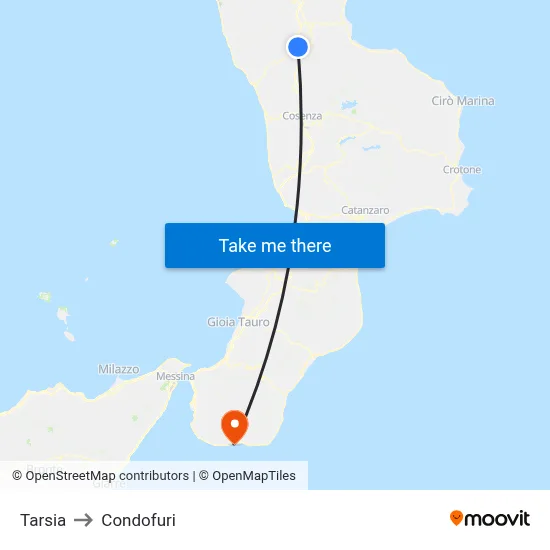 Tarsia to Condofuri map