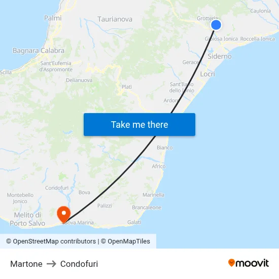 Martone to Condofuri map