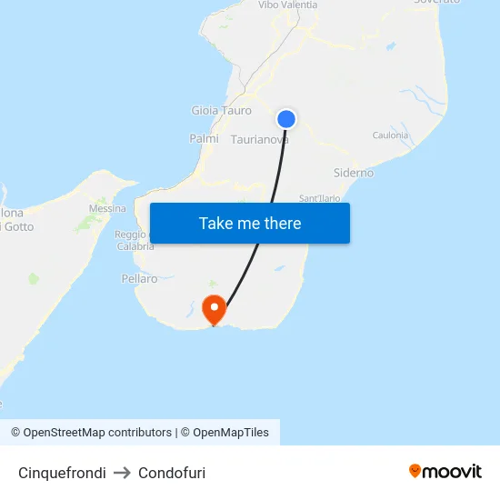 Cinquefrondi to Condofuri map