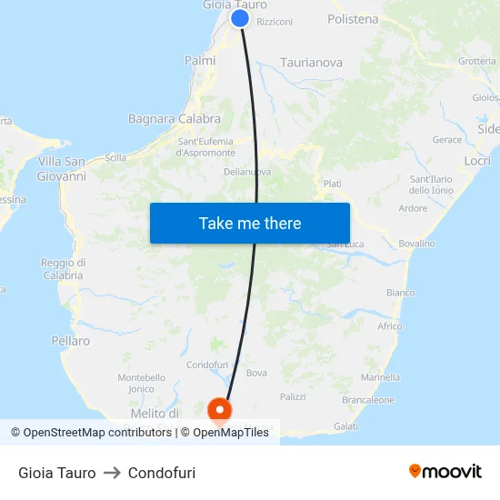 Gioia Tauro to Condofuri map