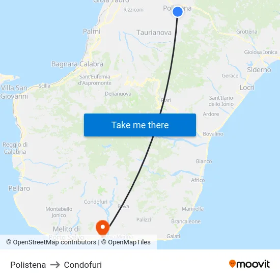 Polistena to Condofuri map