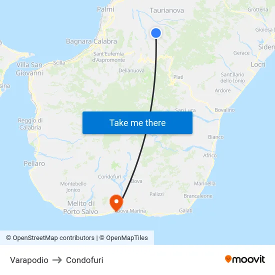 Varapodio to Condofuri map