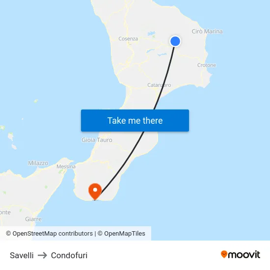Savelli to Condofuri map
