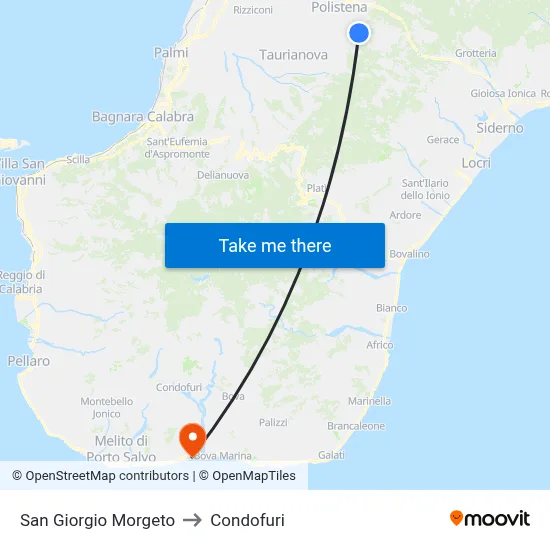 San Giorgio Morgeto to Condofuri map