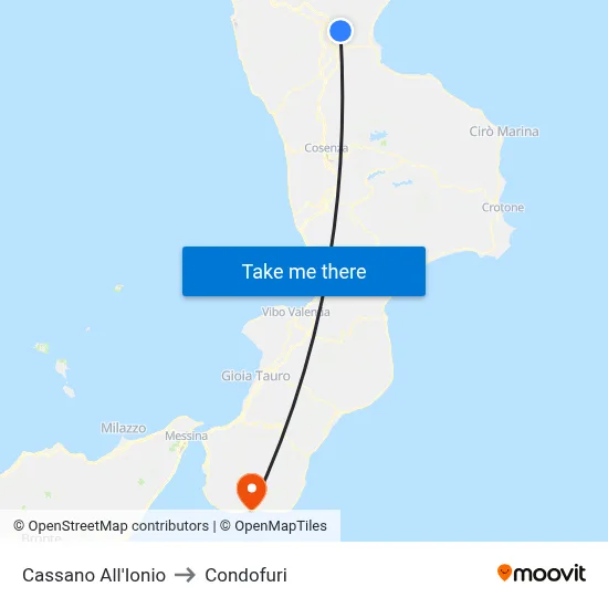 Cassano All'Ionio to Condofuri map