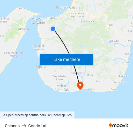 Calanna to Condofuri map