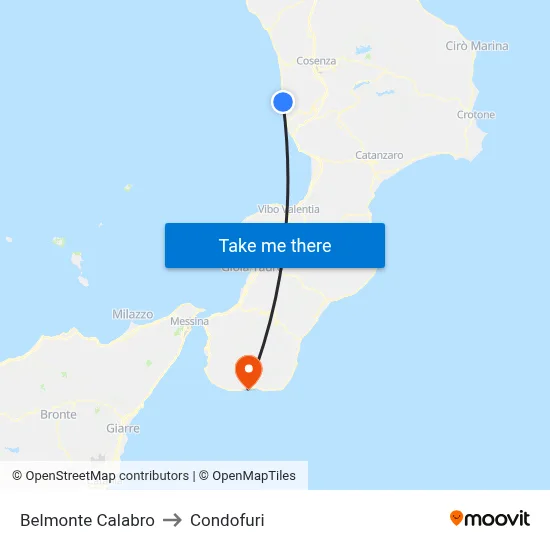 Belmonte Calabro to Condofuri map