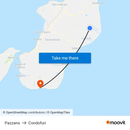 Pazzano to Condofuri map