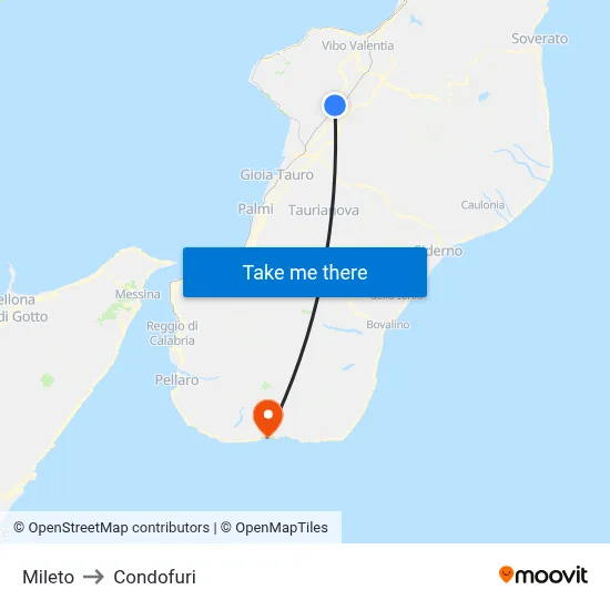 Mileto to Condofuri map