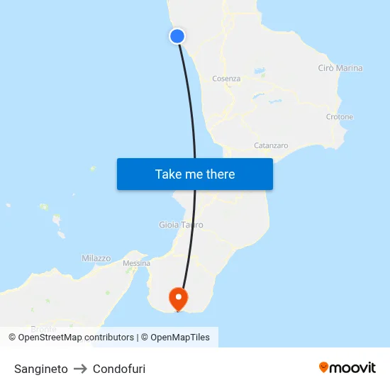 Sangineto to Condofuri map