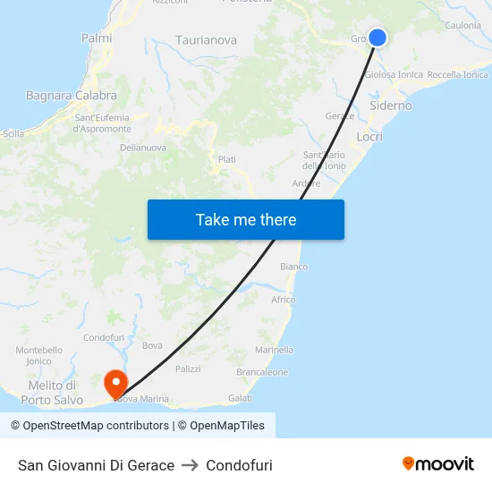 San Giovanni di Gerace to Condofuri map