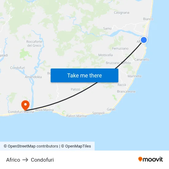 Africo to Condofuri map