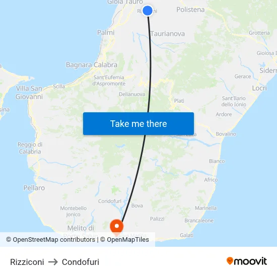 Rizziconi to Condofuri map