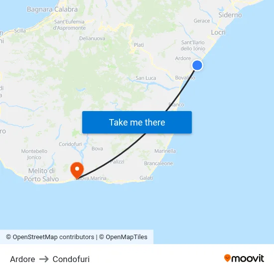 Ardore to Condofuri map