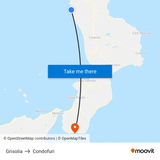 Grisolia to Condofuri map