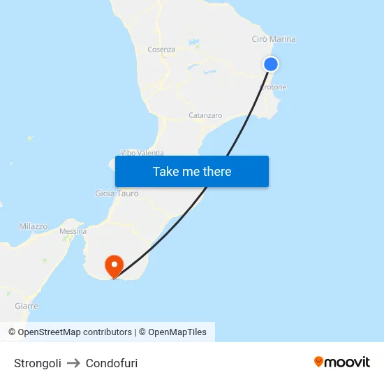 Strongoli to Condofuri map