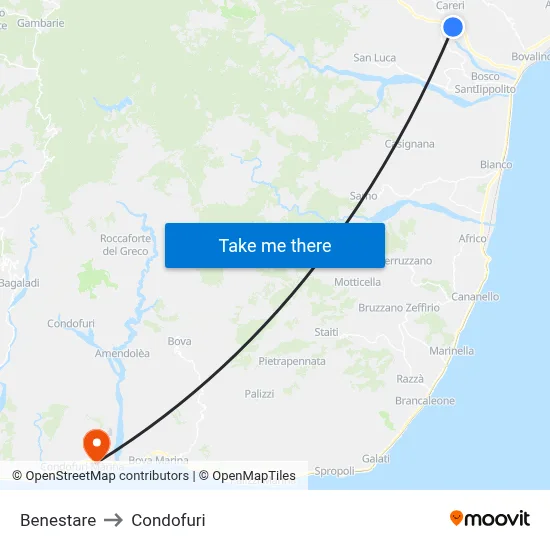 Benestare to Condofuri map