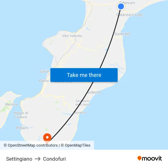 Settingiano to Condofuri map